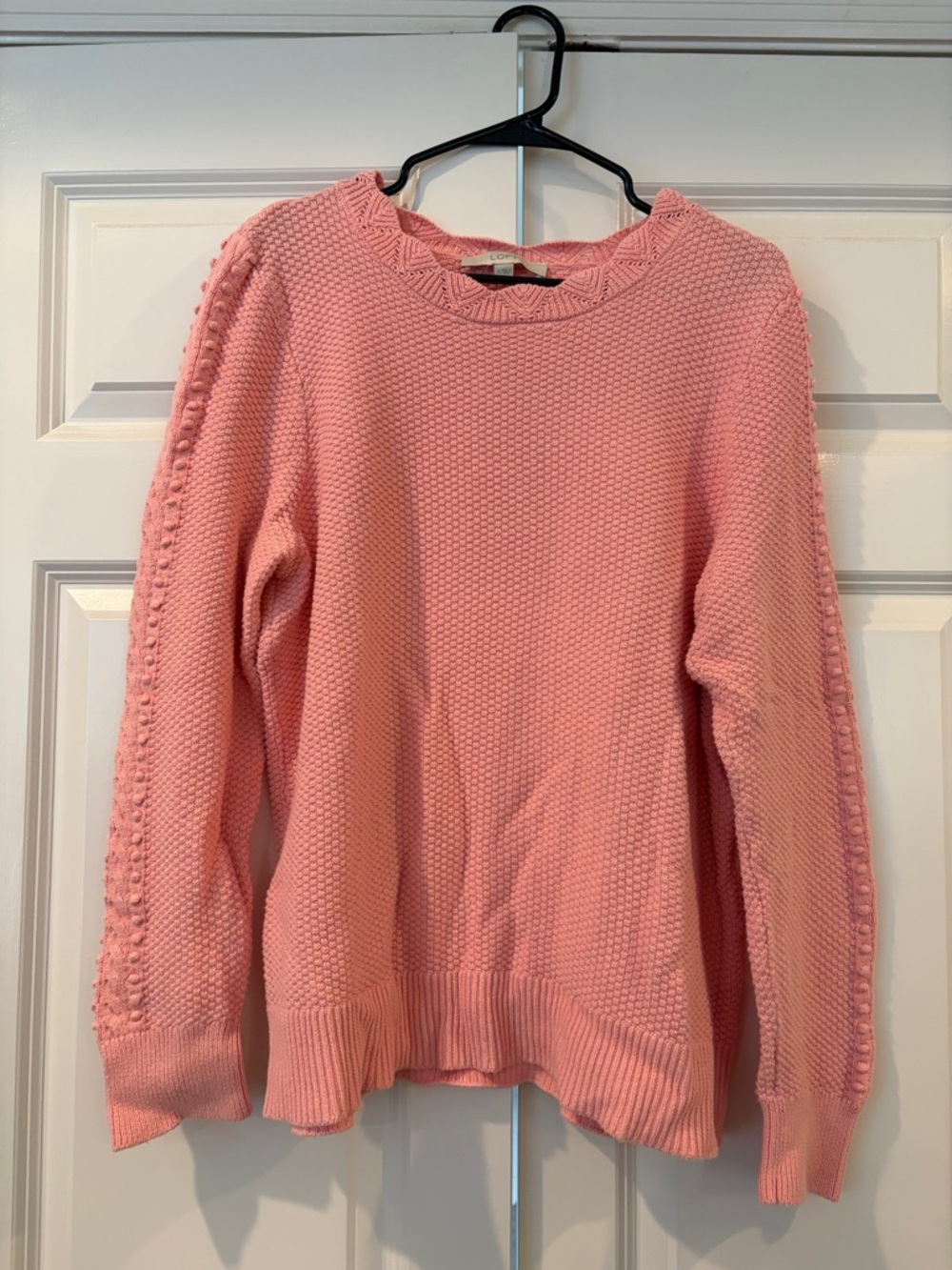 Women’s Crewneck Textured Pink Sweater